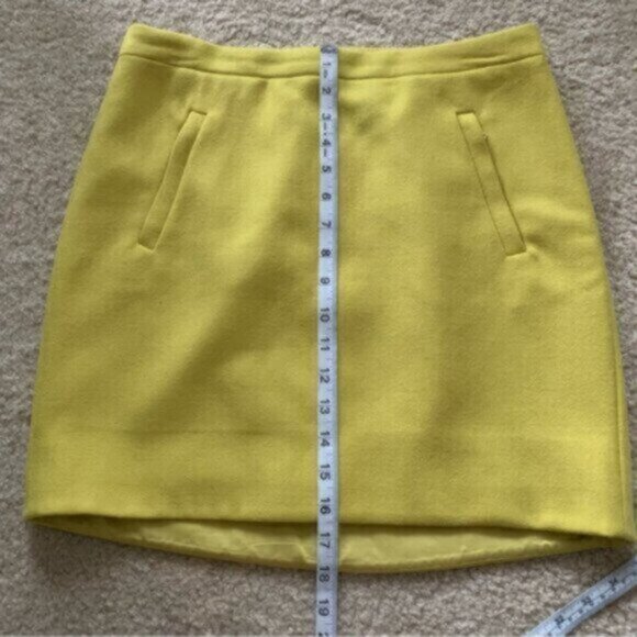 J. Crew Citron Yellow Zip Pocket Wool Mini Pencil Skirt - Picture 10 of 16